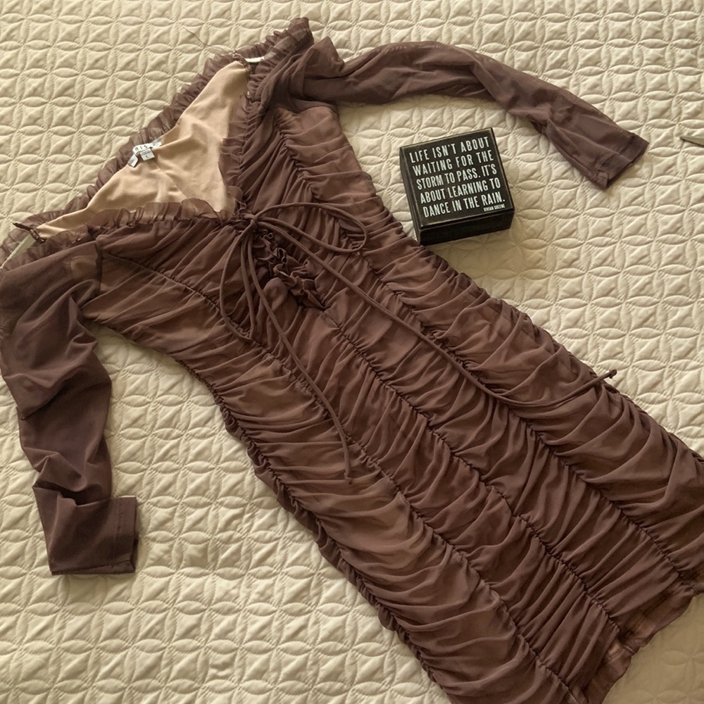 Lined Ruched Mini Dress